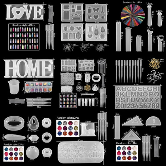 19 Styles Jewelry Epoxy Resin Casting Mold Set Mixed Style UV Resin Tool Mold DIY Handmade Jewelry Making Findings Kits Supplies