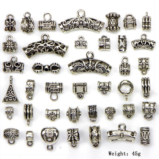 40pcs Antique Silver Connector Charms Crafts Bail Beads Pendant Clasp Bracelet Connector Diy Jewelry Making Accessories