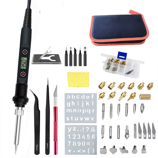 60W/80W Electric Soldering Iron Carving Pyrography Tool Wood Burning Embossing Soldering Pen Set Temperature Adjustable