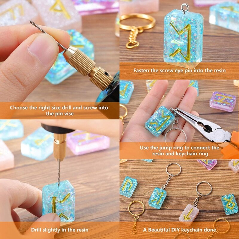 Black USB Mini Electric Drill Kit with Drill Bits for Resin Plastic Wood Polymer Clay Jewelry Pendant Making Supplies