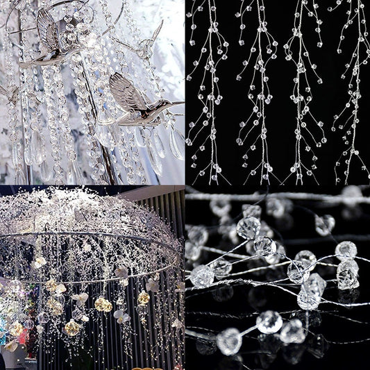 100-150cm Acrylic Crystal Beads Curtain Garland Wedding Decoration Branch String Crystal Bead Party Decor Wedding Party Supplies