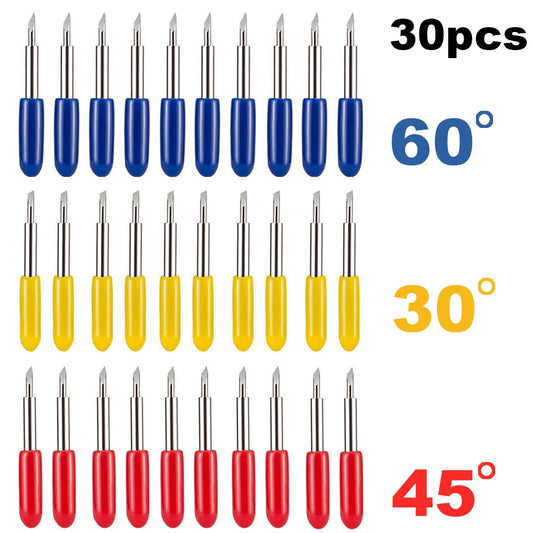 30Pcs 30 45 60 Degree Roland Cricut Cutting Plotter Vinyl Cutter Knife Blades Offset Cricut Machine Milling Cutter Router Bit