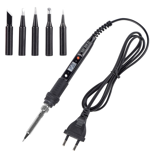 QHTITEC LCD Soldering Iron for Plastic Shell Rapid Heating Adjustable Temperature Lead-free Wood Burn Embossing Solder Pen Set