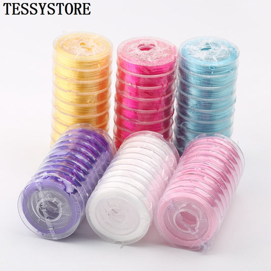 10Roll 10Mx0.8mm Nylon Elastic Beading Cords Thread Colorful Bracelet Braided Thread Craft DIY Jewelry Handmade Accessories
