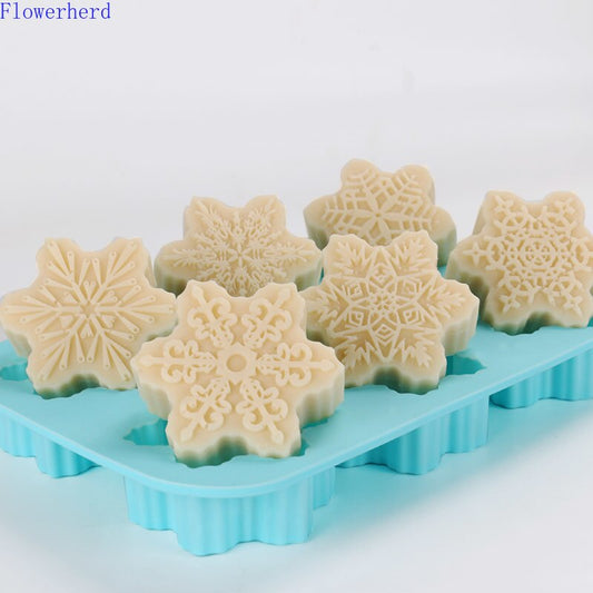 Handmade Soap Silicone Mold 3D 6-hole Snowflakes Mold Fondant Cake Mold Epoxy Resin Molds Soap Making Kit Chocolate Mold