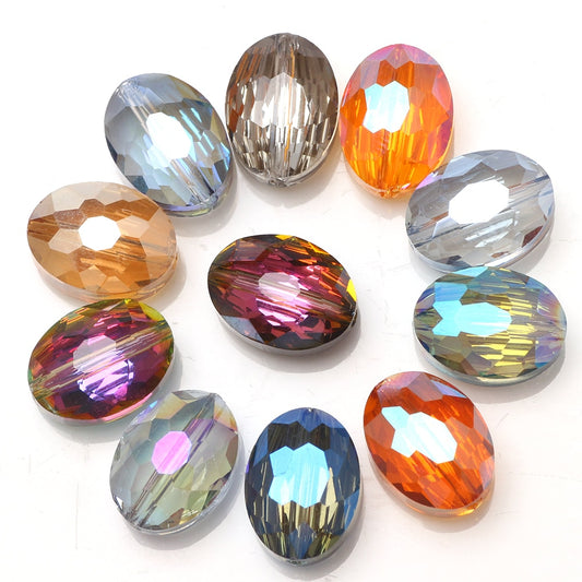 ZHUBI 10pcs 16x20mm Crystal Beads Charms Crafts Bovine Eyes Shape Glass Oval Beads Stone For DIY Jewelry Making Supplier