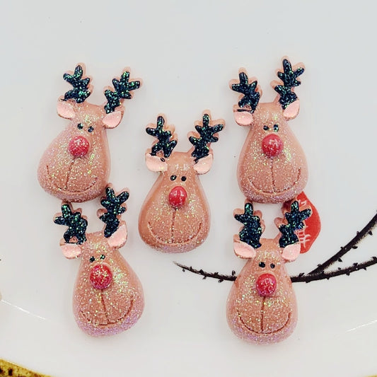 18x31mm Christmas reindeer Resin flatback Cabochon Art Supply Decoration Charm Craft DIY 8pcs S46