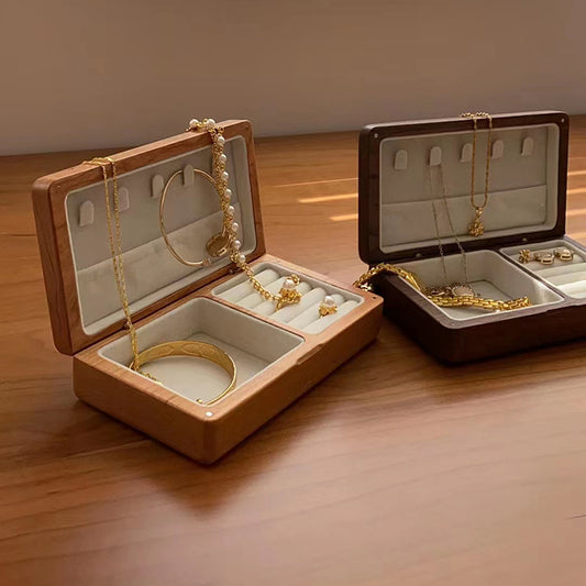 Black Walnut Wooden Jewelry Box Storage Box Small Exquisite Jewelry Box Necklace Ear Stud Ring Portable Jewelry Box