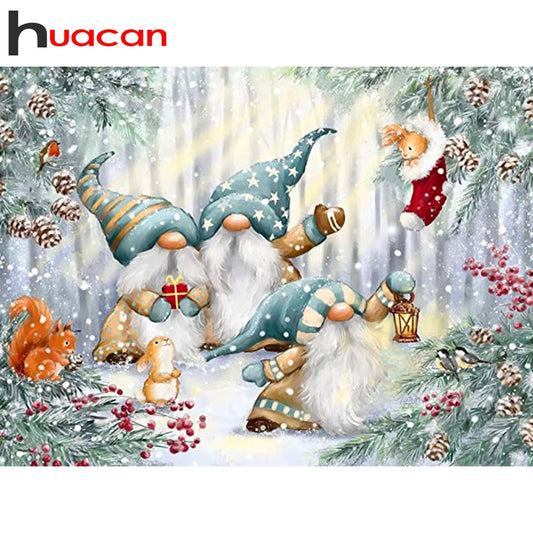 Huacan Diamond Painting New Collection 2023 Santa Claus Embroidery Gnome Mosaic Cross Stitch Christmas Decoration