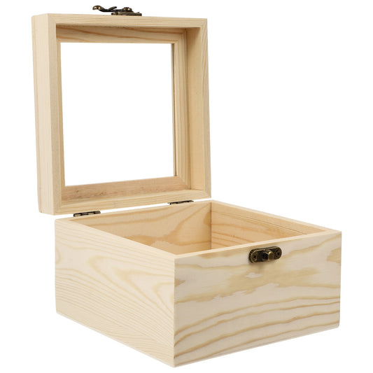 Box Wooden Wood Unfinished Keepsake Jewelry Earring Display Holder Watch Diy Decorative Blank Boxes Crates