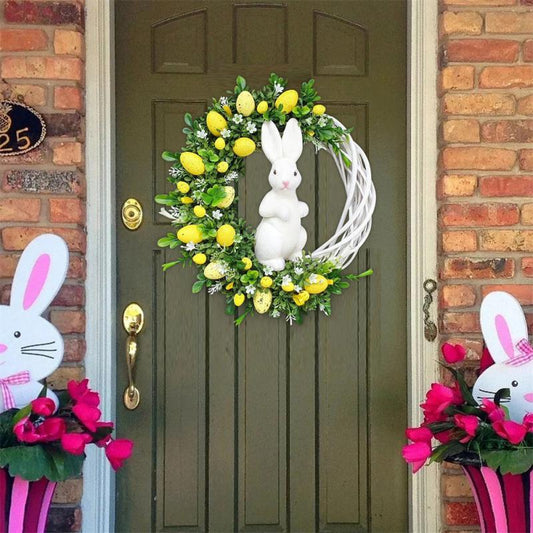 Easter Decoration 2023 For Home Easter Wreath For Front Door Bunny Garland Home Door Decor holiday Flowers Wreath 25cm