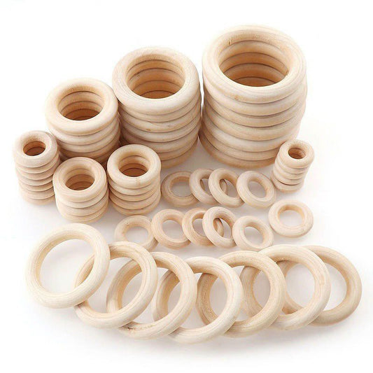 13 size Fine quality Natural Wood teething beads Wooden Ring Children Kids DIY wooden Crafts Jewelry Making
