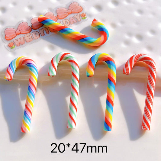 Kawaii Christmas Crutch Polymer Clay Miniature Art Supply Flatback Cabochon DIY Decorative Craft Scrapbooking