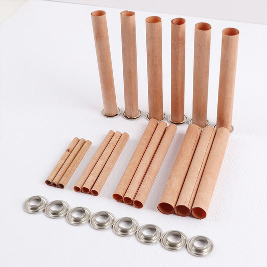 10Pcs/set Wooden Candle Wicks Round Cylindrical with Iron Stand Handmade Candle Making Supplies Smokeless Wooden Candle Cores