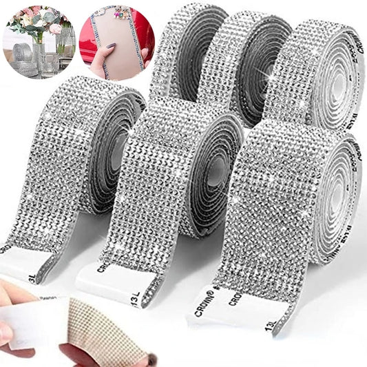 Self Adhesive Crystal Rhinestone Sticker Diamond Ribbon DIY Sticker Rhinestones Arts Crafts Car Phone Camera Decoration