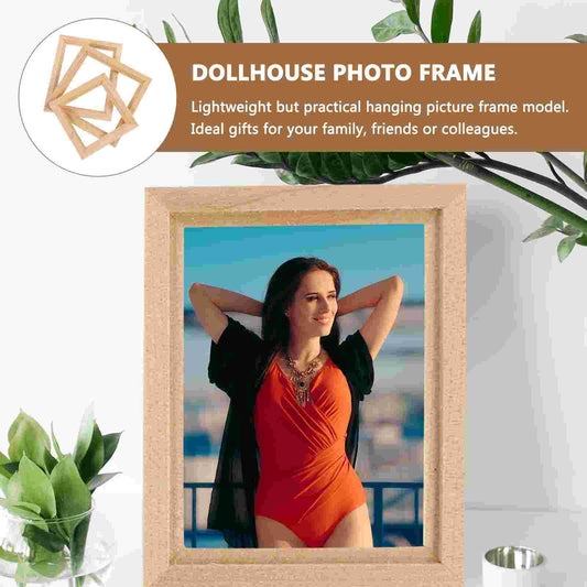 Frame Photominiature Furniture Mini Picture Wooden Toys Wood Painting Unfinished Frames House Ornament Holder Album