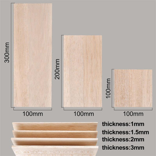 5Pcs 1/1.5/2/3mm Thick Balsa Wood Sheet Wood Chips Board For DIY Model Toys Building Airplane/Boat Wood DIY Craft Accessories
